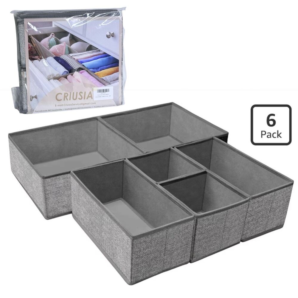 Cruisa Foldable Clothes Drawer Organizer 6 Storage Box Underwear Sock Bin New